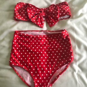 Red polkadot bikini
